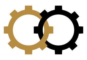 Interlocking Gears Icon, Isolated on White