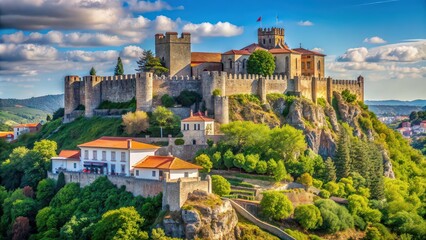 Fototapeta premium Medieval castle located in Leiria, Portugal, castle, Leiria, Portugal, medieval, architecture, historic, landmark