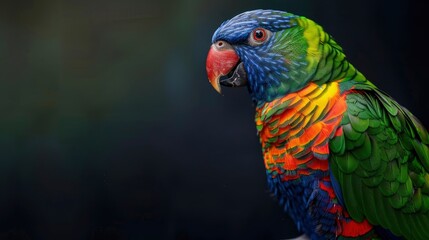 Naklejka premium A Vibrant Parrot With Brilliant Green, Red, And Blue Feathers