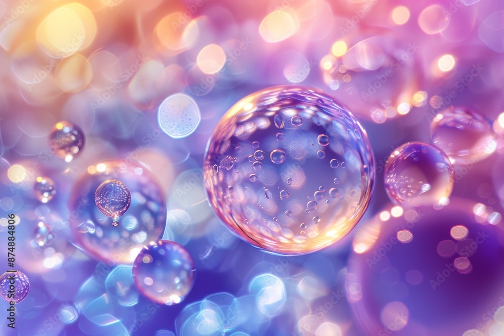 Poster abstract colorful bubbles with bokeh lights, capturing creativity and playfulness in a dynamic desig