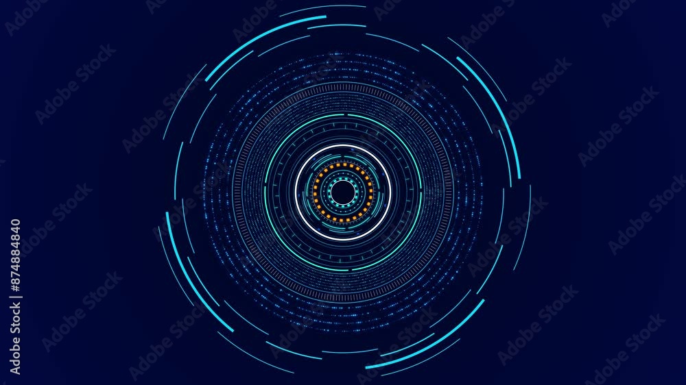 Poster wave cyber grid circle deep space surfaces communication virtual reality space, innovation tech data