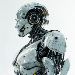 Fototapeta premium A 3D Of A Robot, Isolated Against A White Background With A Clipping Path