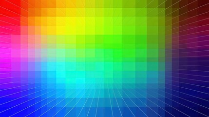 Abstract 3D grid of colorful pixels with perspective effect