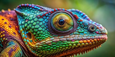 Fototapeta premium Marvel at the intricate details of a chameleon's skin in stunning 8K realism, chameleon, skin, intricate details, 8K