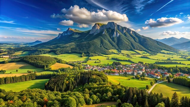 Panoramic view of Mount Unterberg showcasing breathtaking landscapes in Lower Austria , Austria, mountain, panoramic