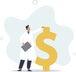 Financial checkup, diagnose income, expense and investment plan, wealth management or insurance concept.flat design.illustration with people.