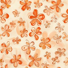 Tropical Floral Geometric Art with Large Petal Flowers in Shades of Pink and Blue