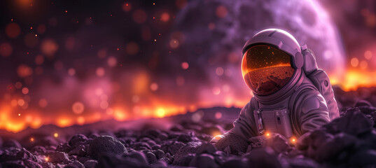 Solitary Astronaut on Lunar Surface