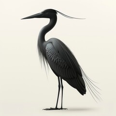 Obraz premium Black Silhouette Of A Heron On A White Background In Illustration 