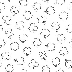 Fototapeta premium Lucky clover. Seamless pattern. Coloring Page. Traditional Irish symbol for St. Patrick s day. Hand drawn style. Vector drawing. Design ornaments.