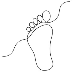 Foot  single line art, continuous one line drawing of  Isolated outline vector art

