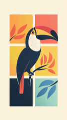 Pastel Toucan Design on White Background