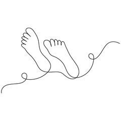 Foot  single line art, continuous one line drawing of  Isolated outline vector art

