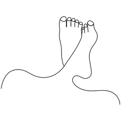 Foot  single line art, continuous one line drawing of  Isolated outline vector art

