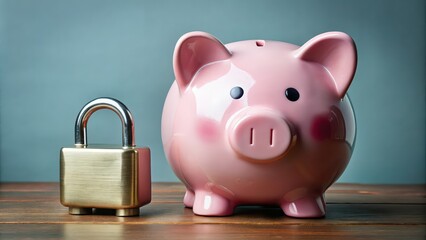 rendering of a piggy bank with a broken lock symbolizing the importance of insurance for money savings, piggy bank