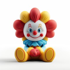 Naklejka premium Clown Doll In A 3D Rendering, Isolated On A White Background (Psd Illustration Template
