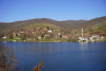 Lake and Village in Pazaryeri, Bilecik, Turkiye