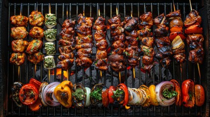 Top view of Grilled Wings: An overhead shot of perfectly grilled chicken wings, arranged neatly.