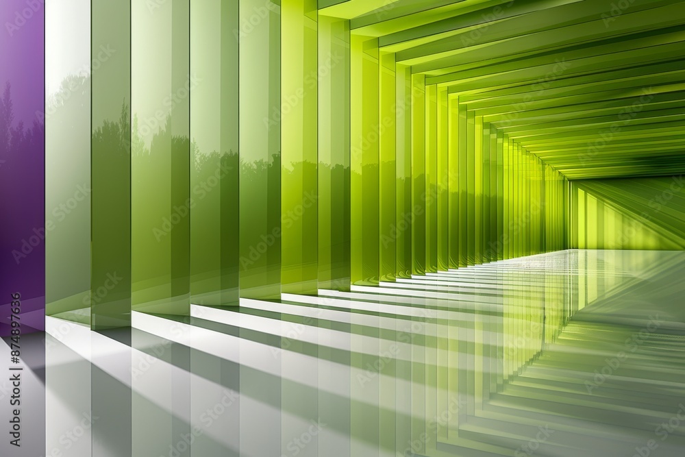Poster abstract green and yellow gradient tunnel creating a futuristic and surreal background for modern de