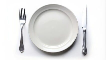 Plate with fork on white background, plate, fork, cutlery, dining, silverware, utensil, dinner, table setting, kitchenware