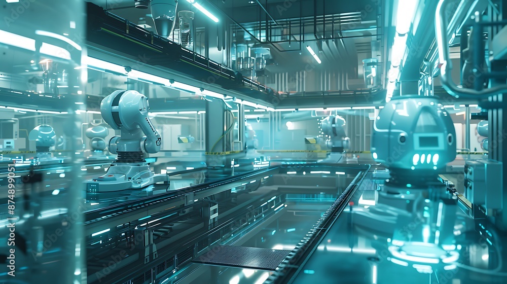 Poster Futuristic Factory - Automation and Technology