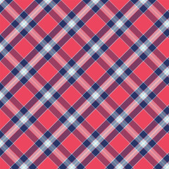 Gingham seamless pattern with stripe.Checkered tartan plaid with twill weave repeat pattern in blue and red for Christmas. Geometric graphic vector illustration background.