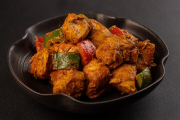 Chicken Jalfrezi is Chicken Meat, Bell Pepers, Onions and Tomatoes in Rich Hot Curry Sauce. 