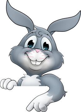 recommend clip art: Easter Bunny Rabbit Cartoon Character Peeking Sign