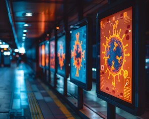 Public Service Announcement Posters in Urban Community Promoting Health Guidelines and Safety Measures During Pandemic Preparedness