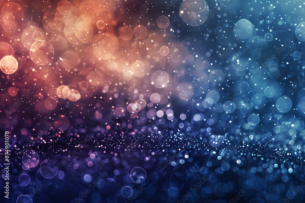 Poster sparkling glitter bokeh in blue and purple tones creating a festive and enchanting background for ce