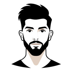 Fashionable Beard Design Young Man's Head Vector