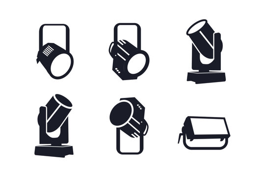 modern stage lighting icon set