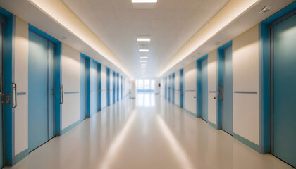 blur image background of corridor in hospital or clinic image. Generative AI.
