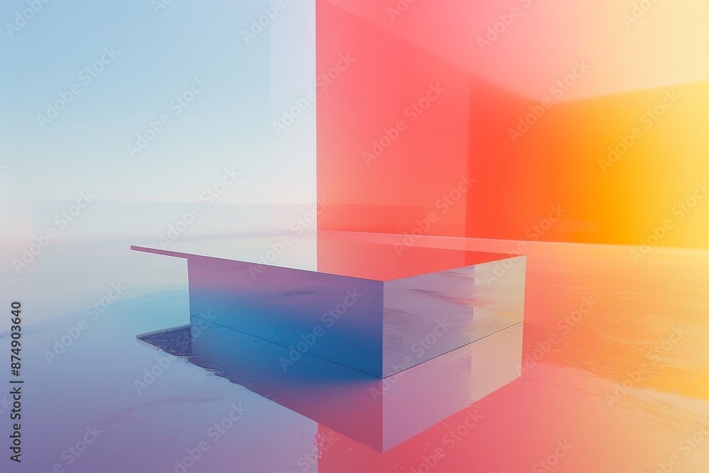 Poster Minimalist abstract design with soft gradients in warm tones creating a serene and modern background.