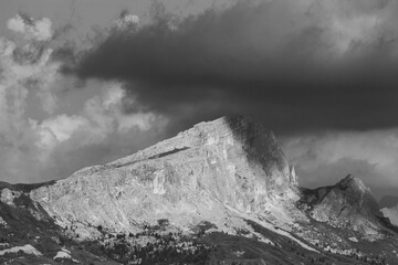 View of Val Gardena in black and white 