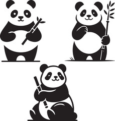 Panda silhouette, panda icon, panda vector, 