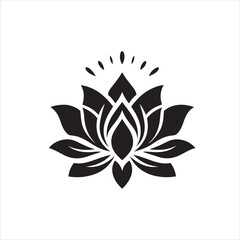 Obraz premium Silhouette Lotus Flower vector on white background