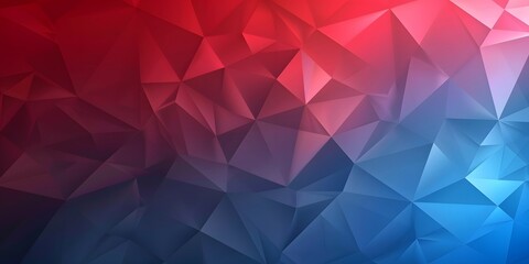 Fototapeta premium Polygon background with a gradient of red and blue, merging warmth and coolness in a dynamic design.