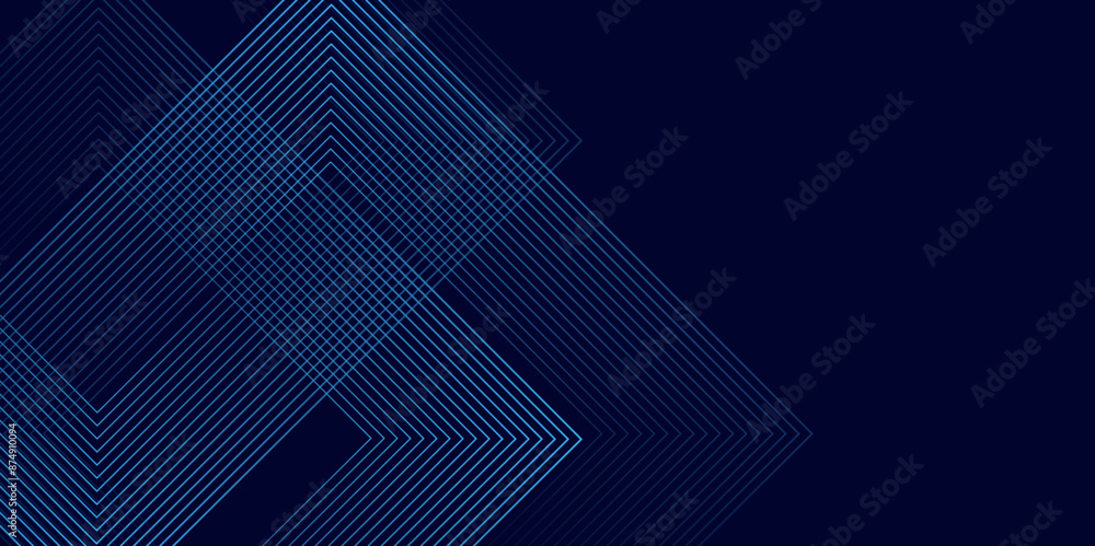 Poster Futuristic abstract background. Modern shiny blue and geometric lines pattern. Modern blue navy line triangle background for presentation banner, cover, web poster with dynamic vector illustration.