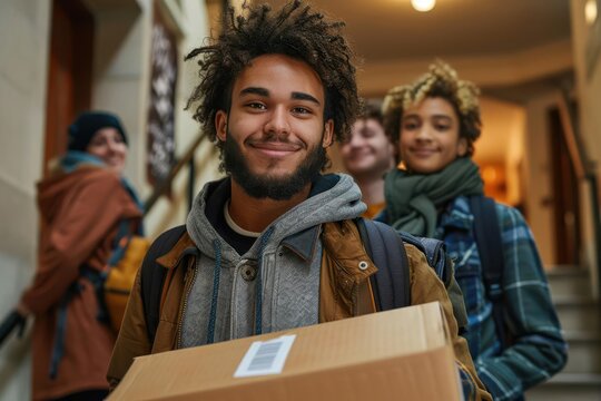 Students moving into their first apartment
