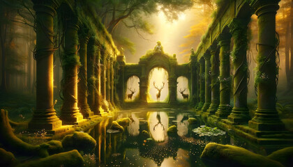 Mythical Intertwine: Dreamlike Realm of Nature and Fantasy