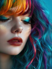 Fototapeta premium Woman with colorful hair