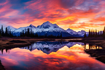 The Majestic Alaskan Landscape: A Pictorial Celebration of Wilderness and Tranquility at Sunset