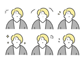 様々な表情をする女性のイラスト　セット
