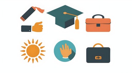 Graduation and Career Milestone Icon on White Background