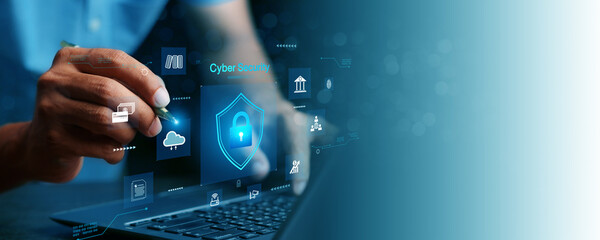 Cyber security and Security password login online concept Hands typing and entering username and password of social media.