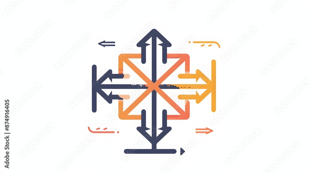 Poster crossroads sign with arrows pointing in multiple directions concept