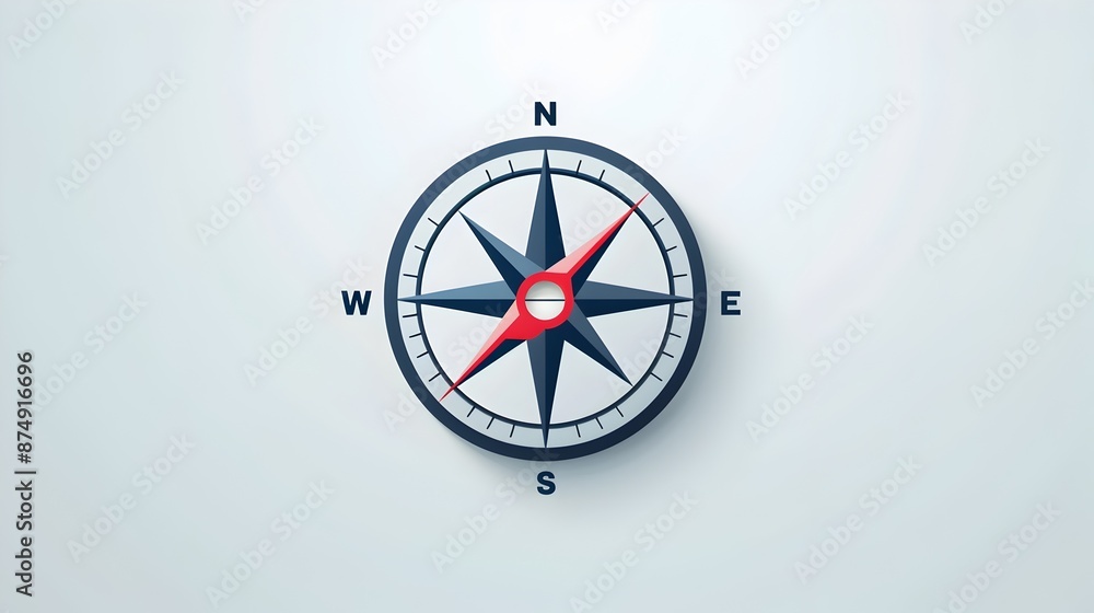 Poster multi-directional compass icon representing decision and uncertainty