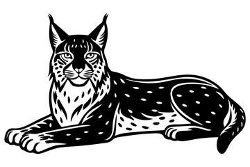 The lynx is lying vector silhouette 