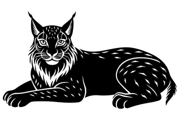 The lynx is lying vector silhouette 